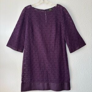 Laundry by Shelli Segal Purple Sheer Lace Mini Shell Dress Size 6 Boho Coquette
